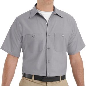 RED KAP SP24 MEN'S  SHORT SLEEVE INDUSTRIAL SILVER WORK SHIRT Size XXL / 3XL